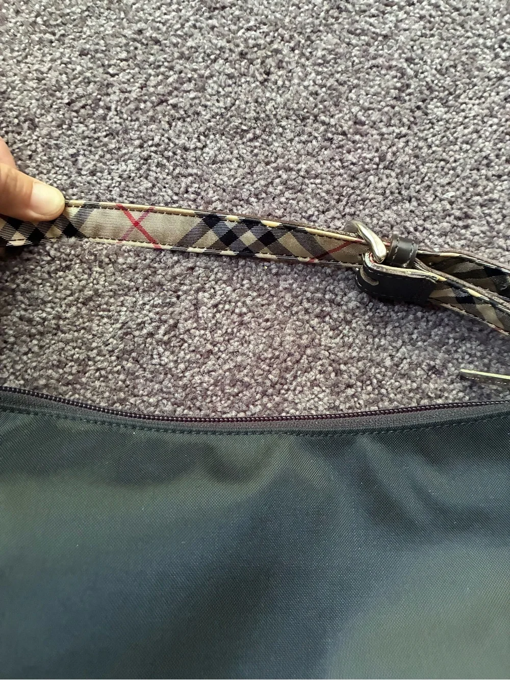 Burberry Blue Label Womens Black & Classic Plaid Check Accents Shoulder Bag - Picture 3 of 10